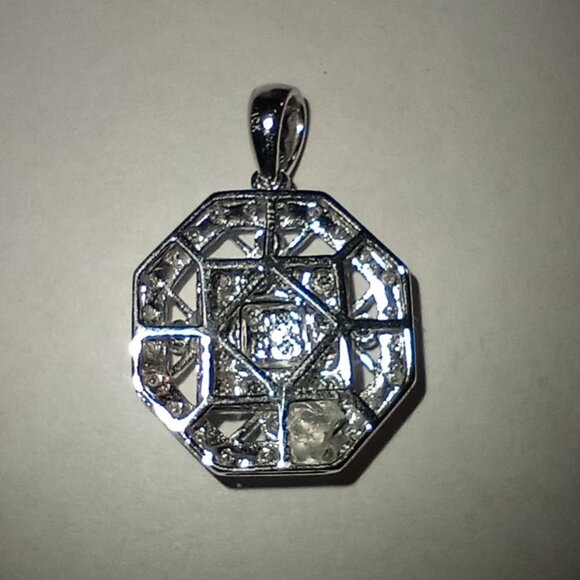 LAST ONE!  10Kt White Gold Chocolate & White Diamond Pendant - Picture 3 of 3